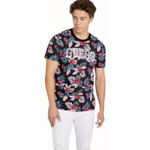 Guess Men Haka AOP Floral Graphic Crew Neck Short Sleeve Tee Colorful NEW Large